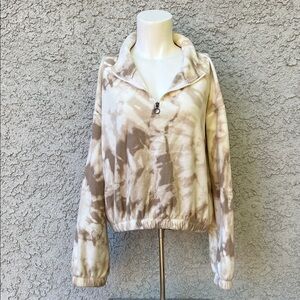 Kohls SO Lounge Life Pullover Tie-Dye Quarter-Zip Henley Cropped Sweater
